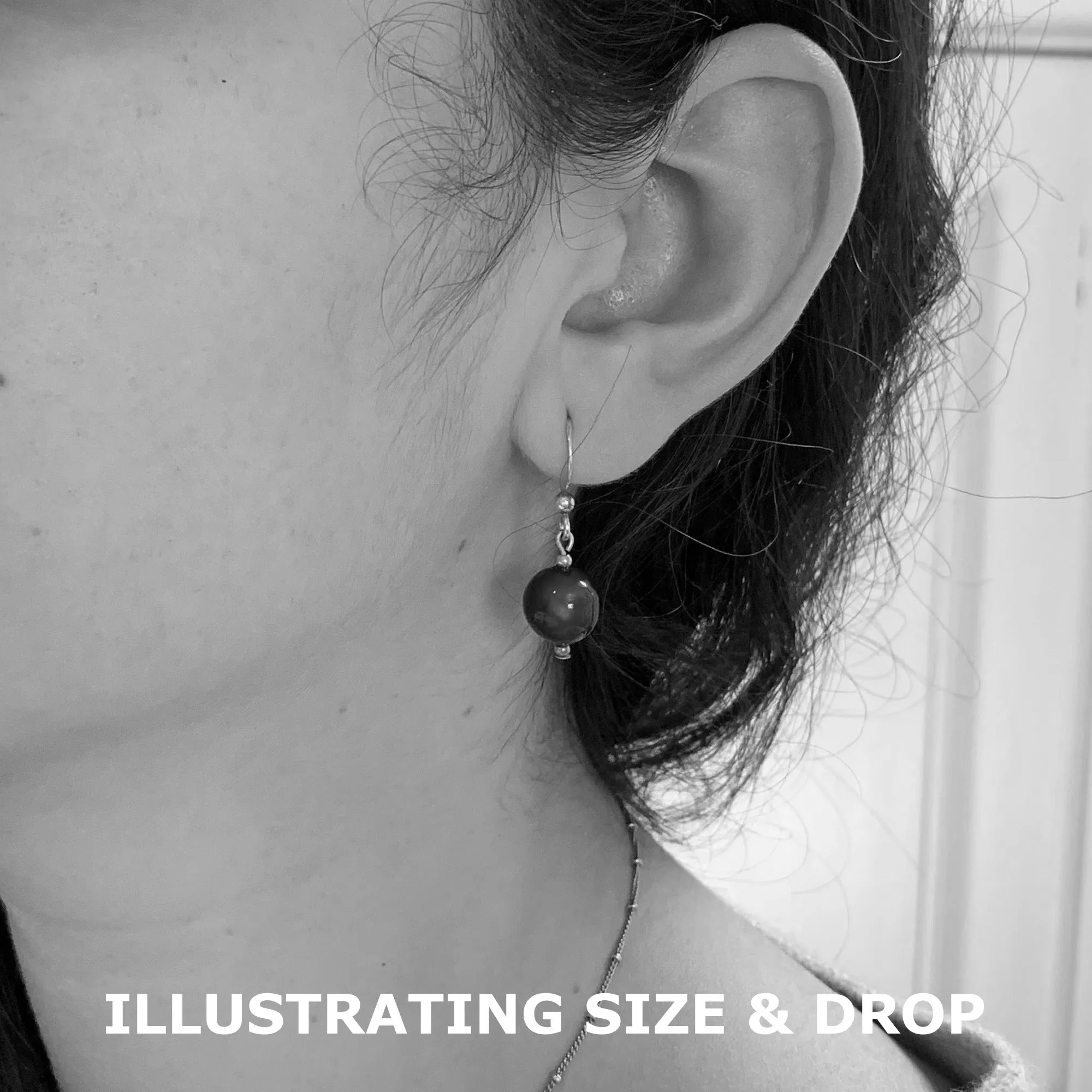 Earrings with teal (green, jade) Murano glass mini sphere drops on silver or gold hooks