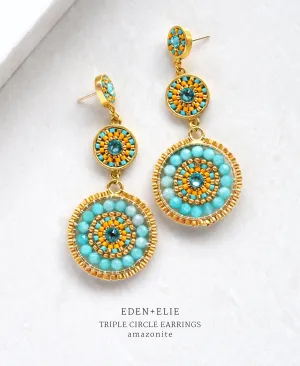 EDEN   ELIE Luxe triple circle statement drop earrings - amazonite