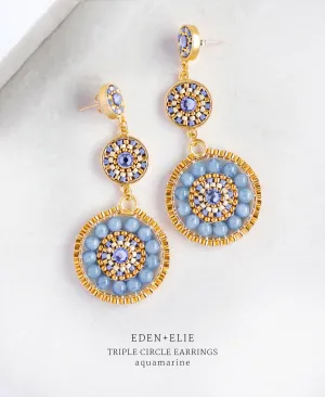 EDEN   ELIE Luxe triple circle statement drop earrings - aquamarine