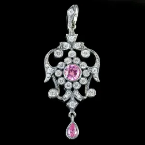 Edwardian Style Pink CZ Pendant Silver