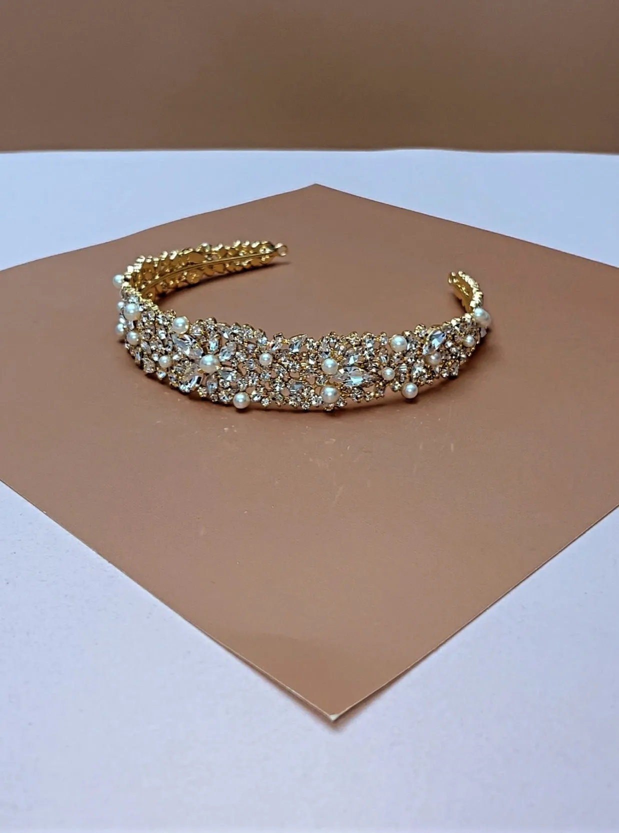 Ellee Real Bride Adorned with NATALI-PEARLS Bridal Headpiece