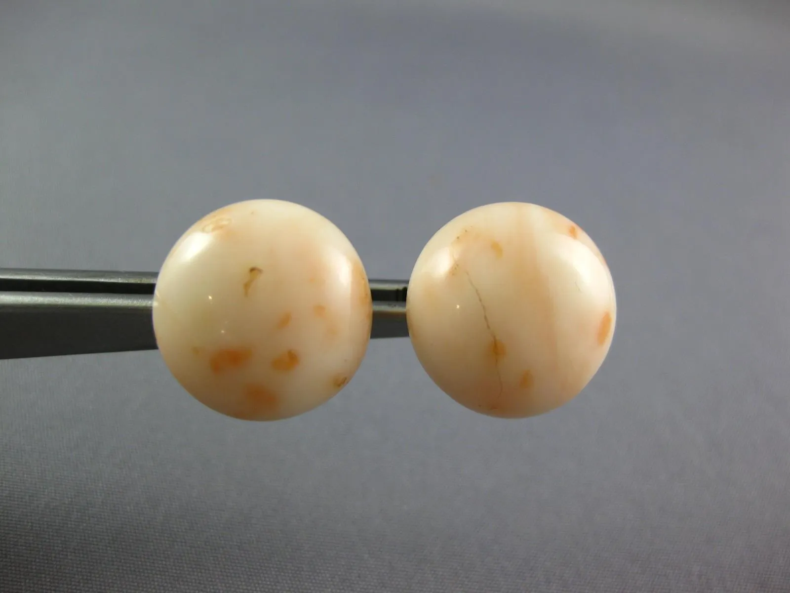 ESTATE AAA PINK OPAL 18KT YELLOW GOLD 3D CLASSIC ROUND CLIP ON EARRINGS