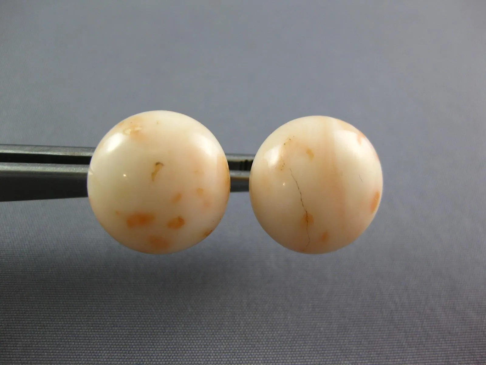 ESTATE AAA PINK OPAL 18KT YELLOW GOLD 3D CLASSIC ROUND CLIP ON EARRINGS