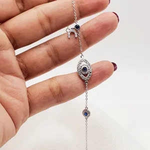 Evil Eye & Horseshoe Bracelet, Sterling Silver