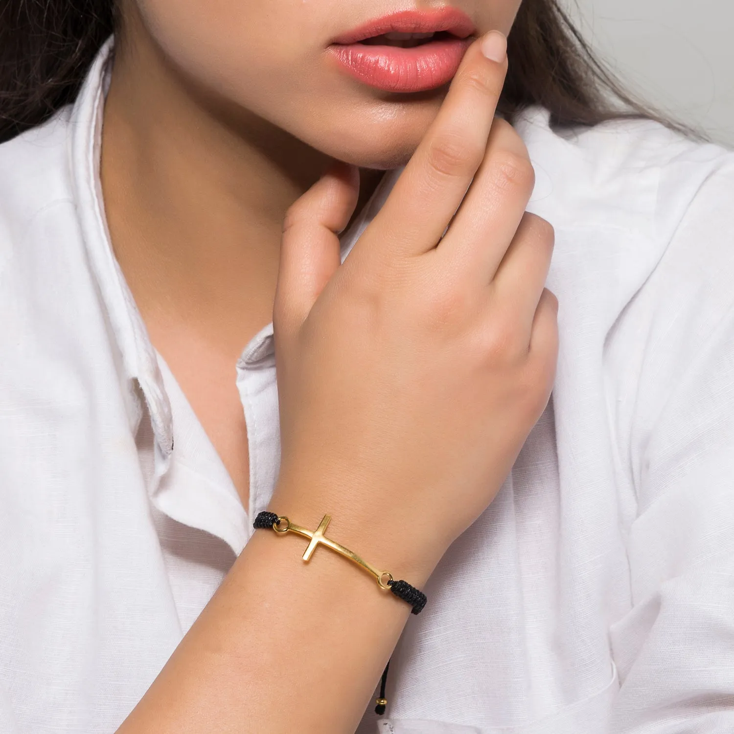Faith Cross Bracelet , Gold Vermeil