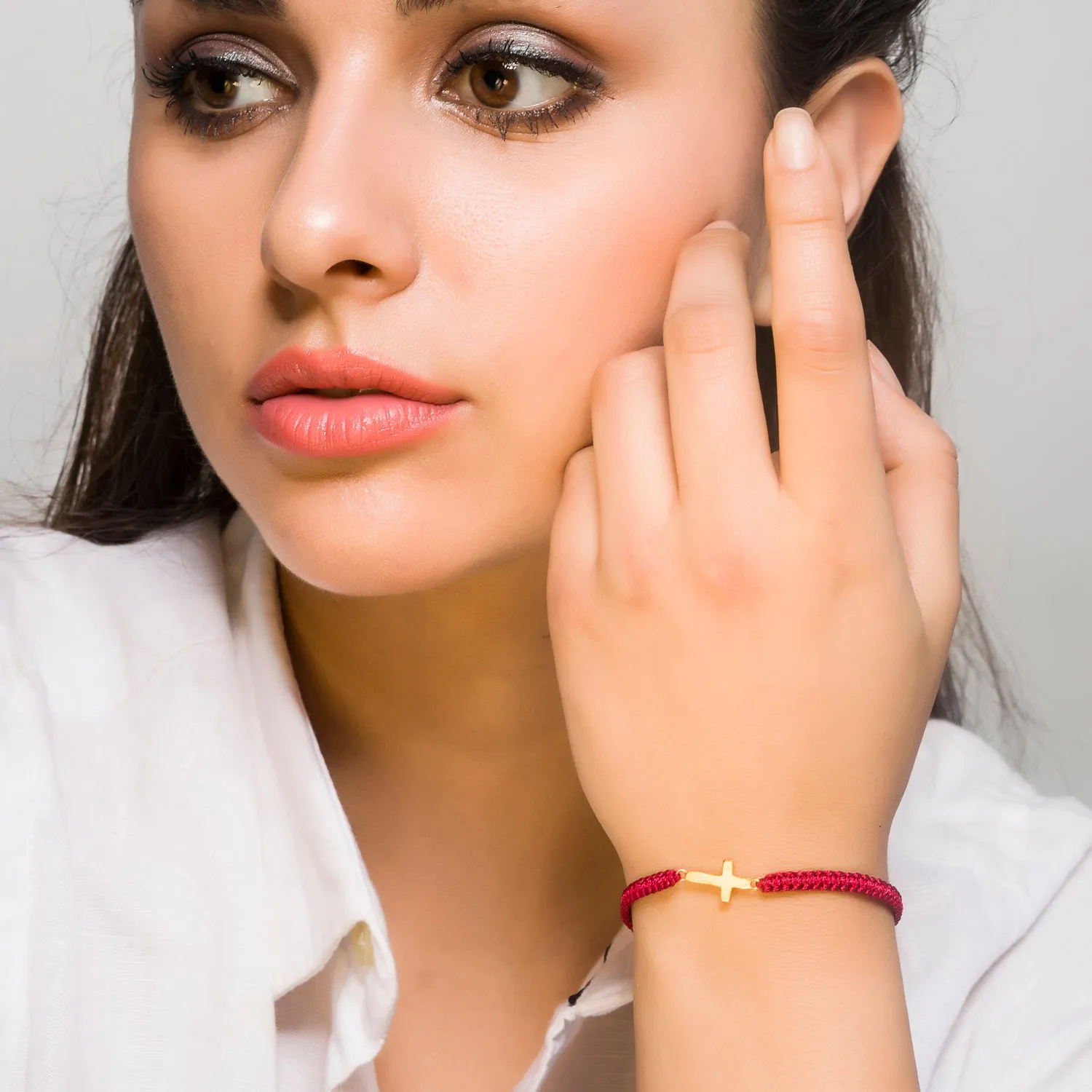 Faith Cross Bracelet , Gold Vermeil