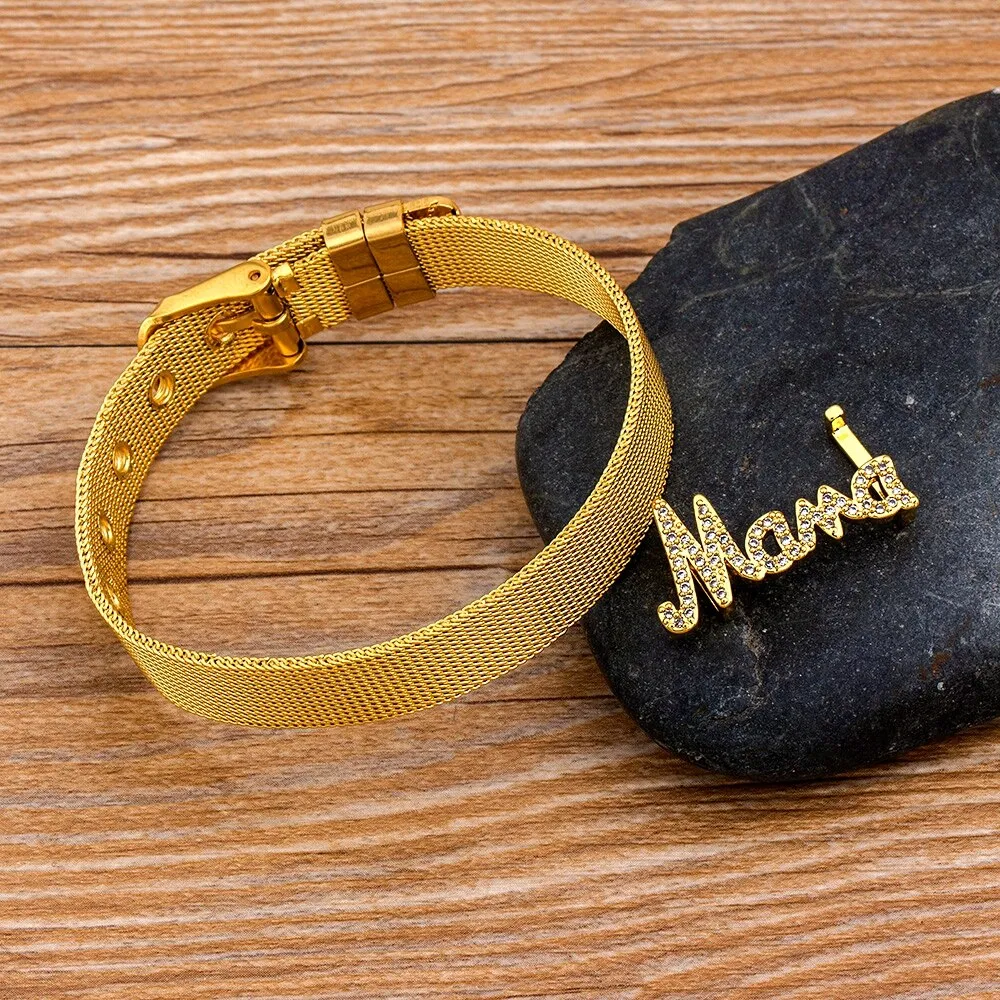 Fashion Stainless Steel Watch Strap Charm Bangle Women
