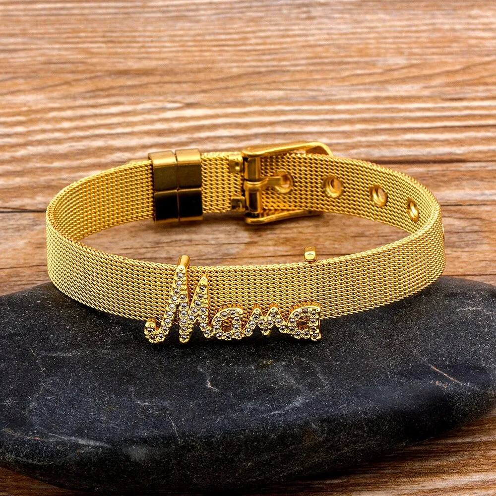 Fashion Stainless Steel Watch Strap Charm Bangle Women