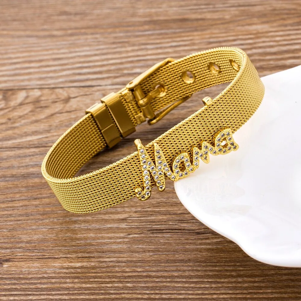 Fashion Stainless Steel Watch Strap Charm Bangle Women