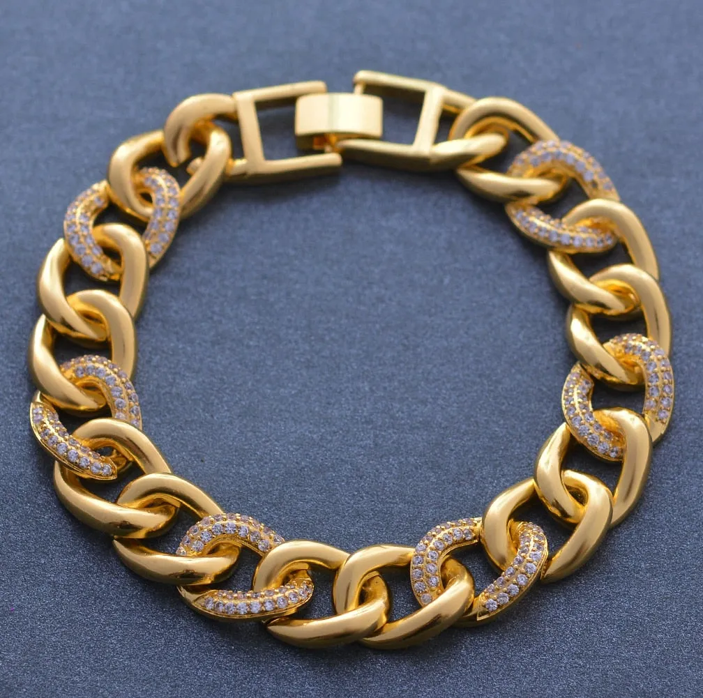Fashion Wedding Bracelet Charm AAA Cubic White Zircon Gold Color Africa Jewelry Bracelets
