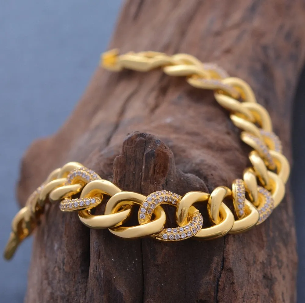 Fashion Wedding Bracelet Charm AAA Cubic White Zircon Gold Color Africa Jewelry Bracelets