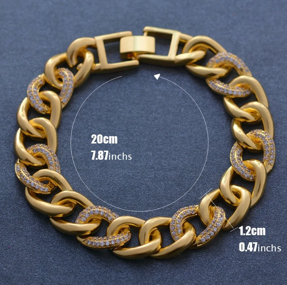 Fashion Wedding Bracelet Charm AAA Cubic White Zircon Gold Color Africa Jewelry Bracelets