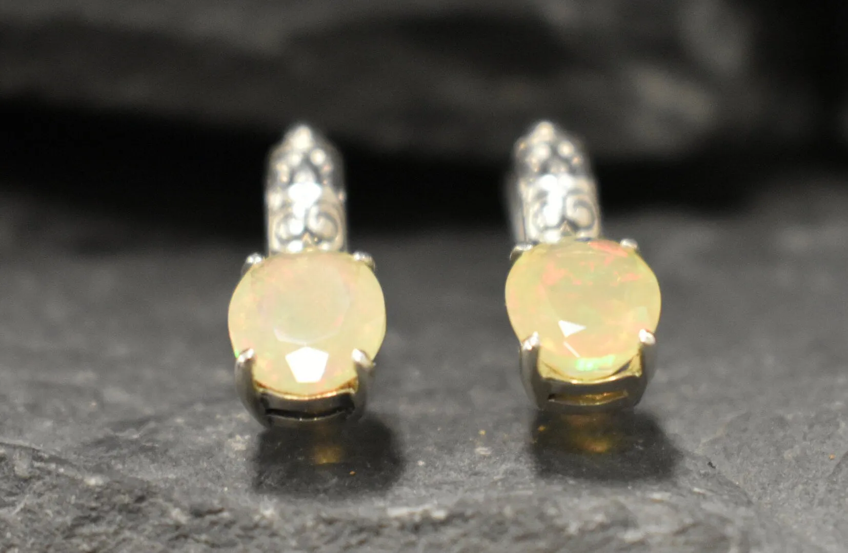 Fire Opal Earrings - Genuine Opal Earrings - Boho Drop Earrings