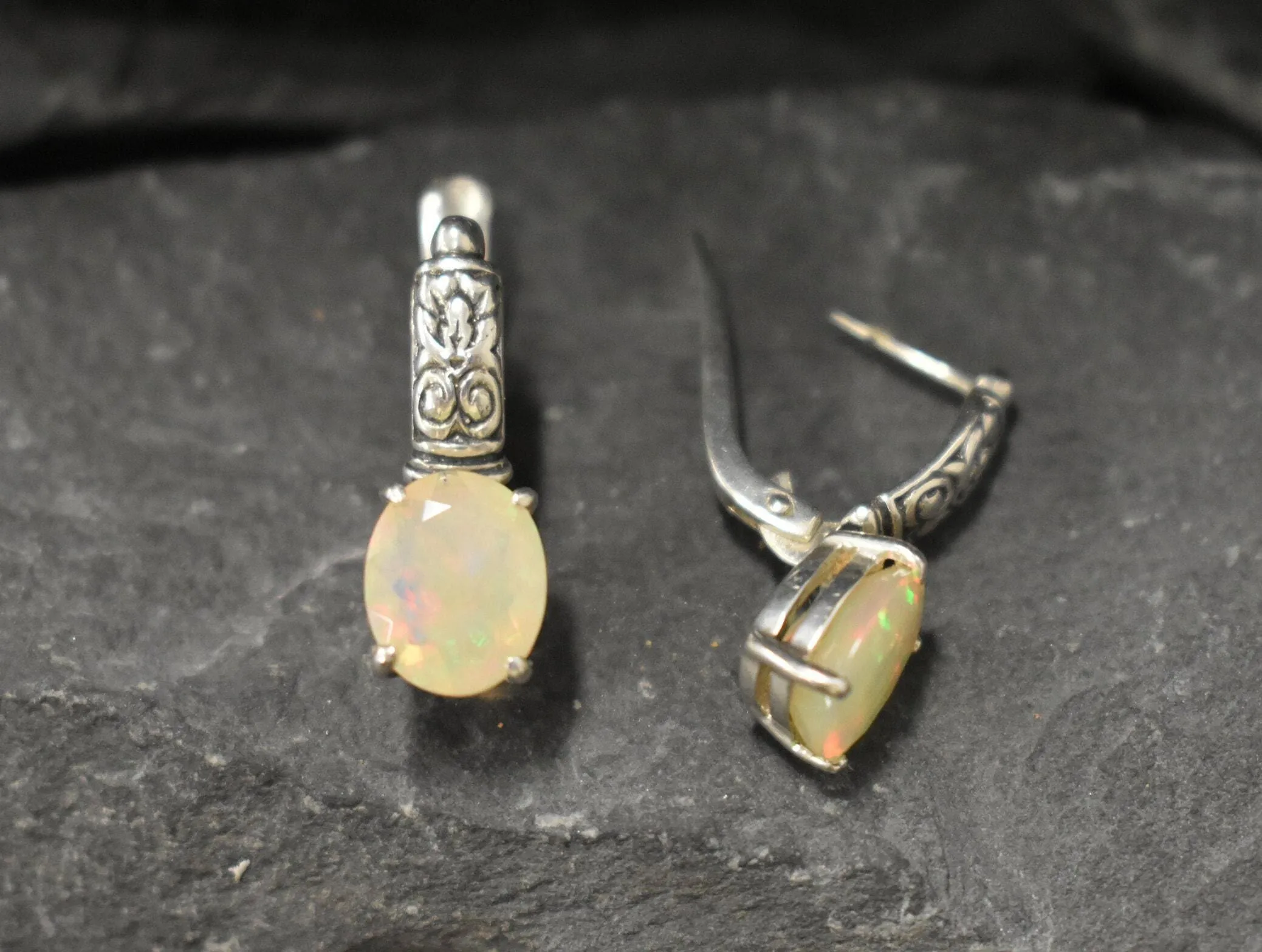 Fire Opal Earrings - Genuine Opal Earrings - Boho Drop Earrings