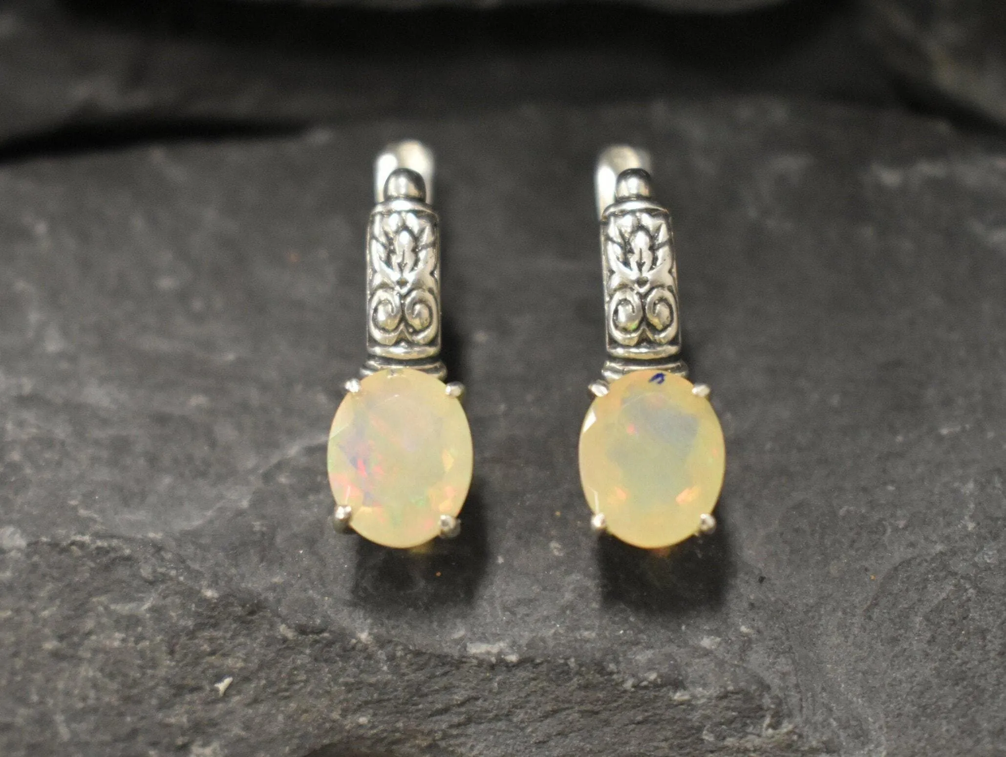 Fire Opal Earrings - Genuine Opal Earrings - Boho Drop Earrings