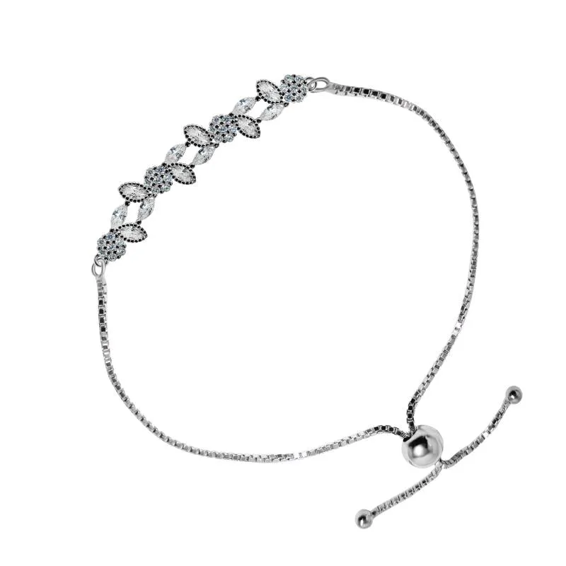Flower Decor Bracelet with Zircons