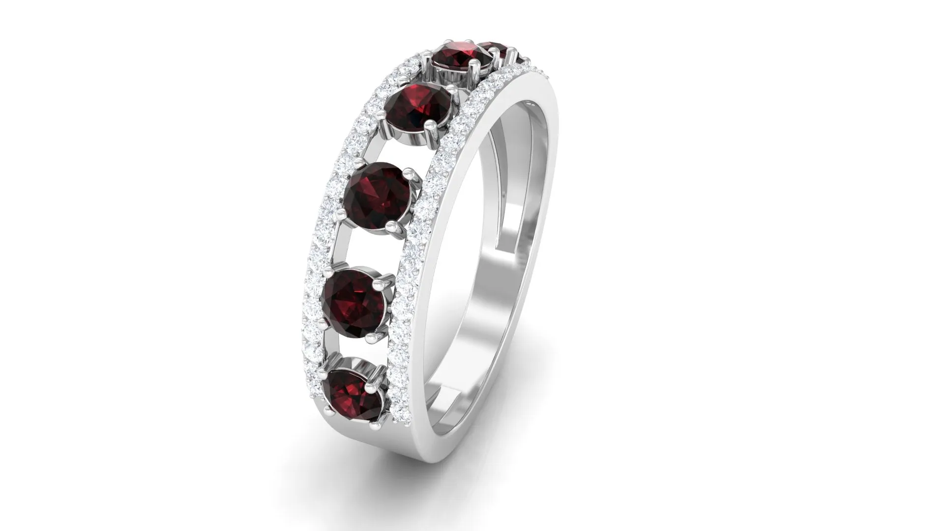 Garnet and Diamond Anniversary Ring