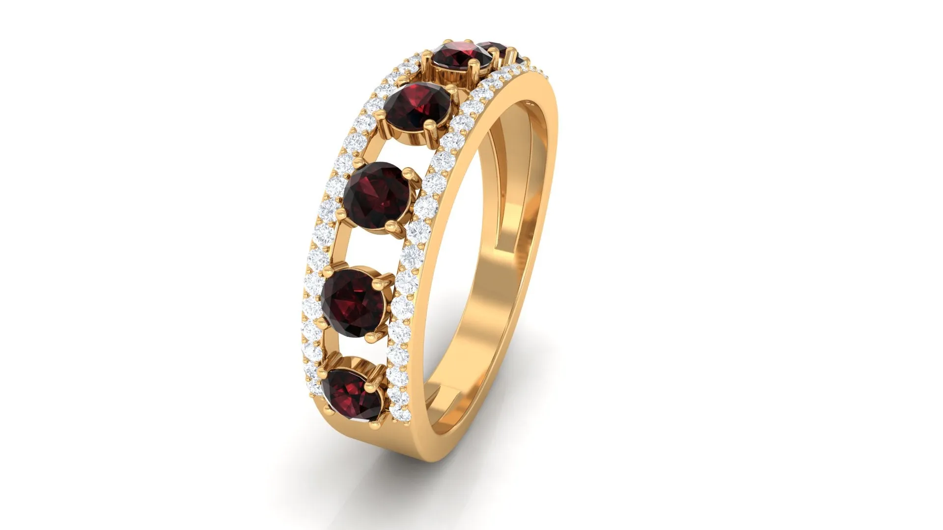 Garnet and Diamond Anniversary Ring