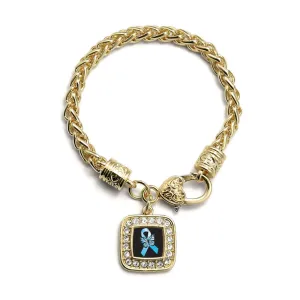 Gold Addiction Recovery Square Charm Braided Bracelet