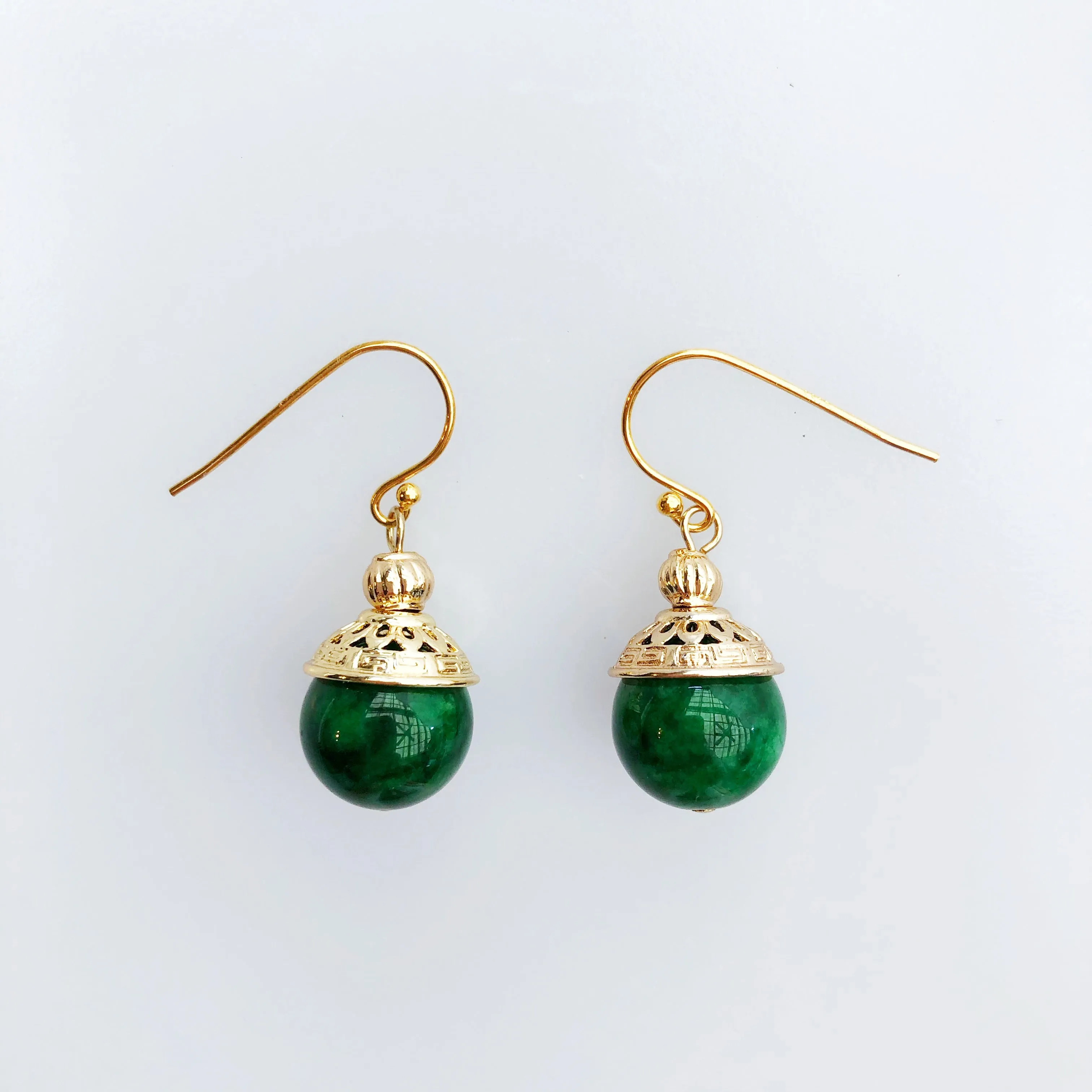 Gold Jadeite Earrings