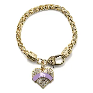 Gold Lavender Hija Pave Heart Charm Braided Bracelet