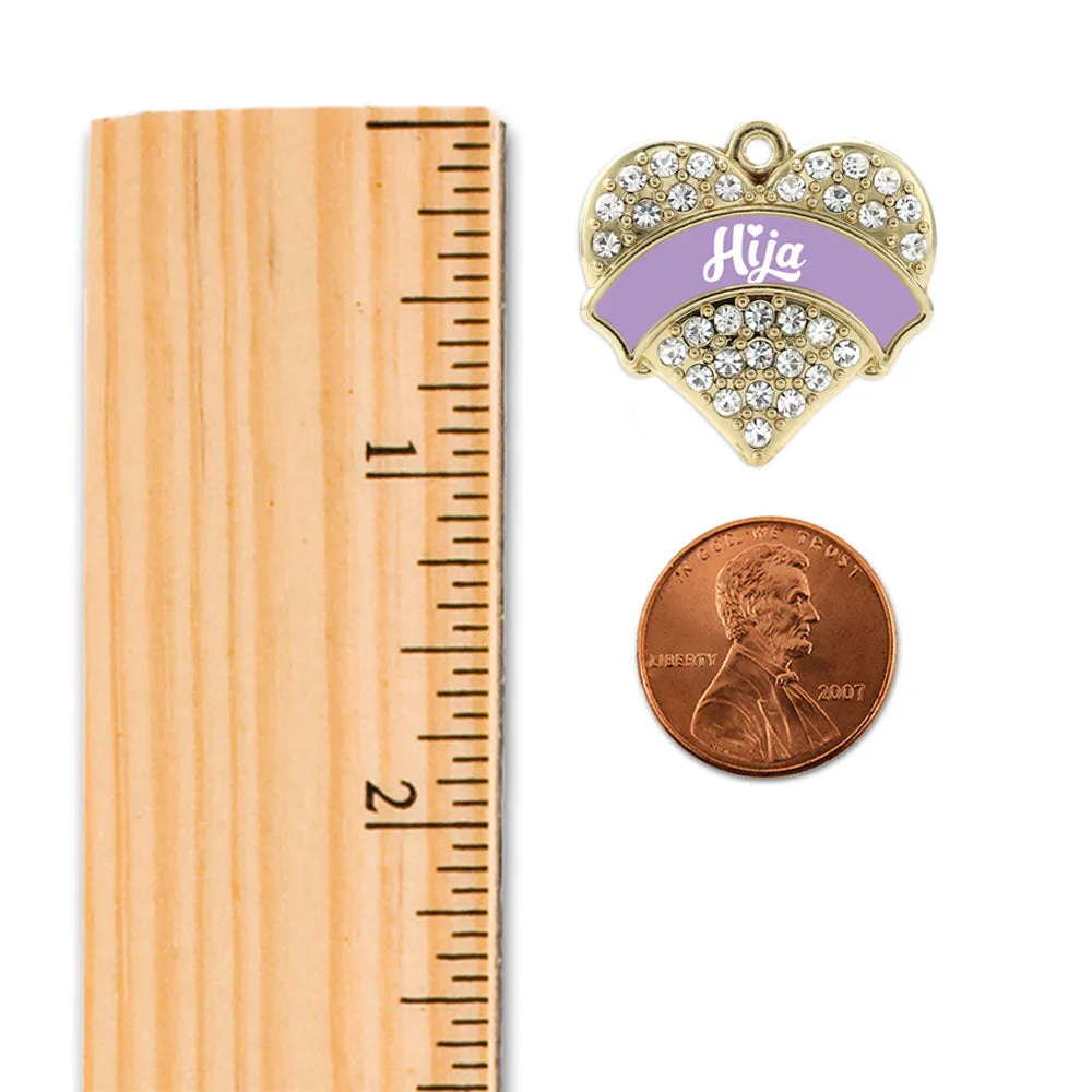 Gold Lavender Hija Pave Heart Charm Braided Bracelet