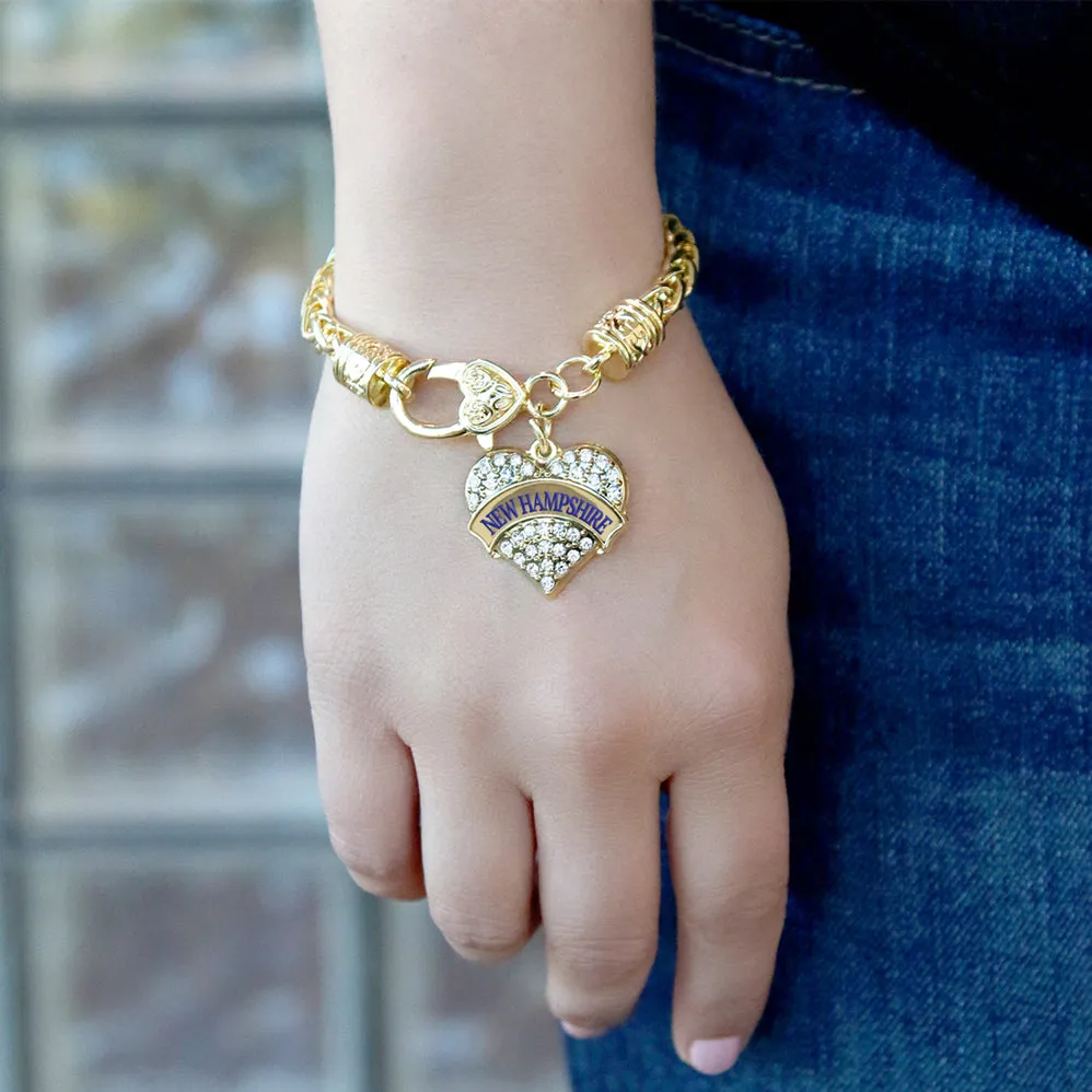 Gold New Hampshire Pave Heart Charm Braided Bracelet