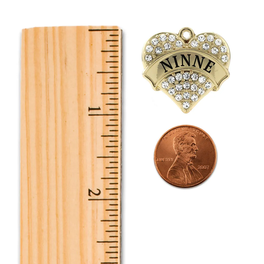 Gold Ninne Pave Heart Charm Toggle Bracelet