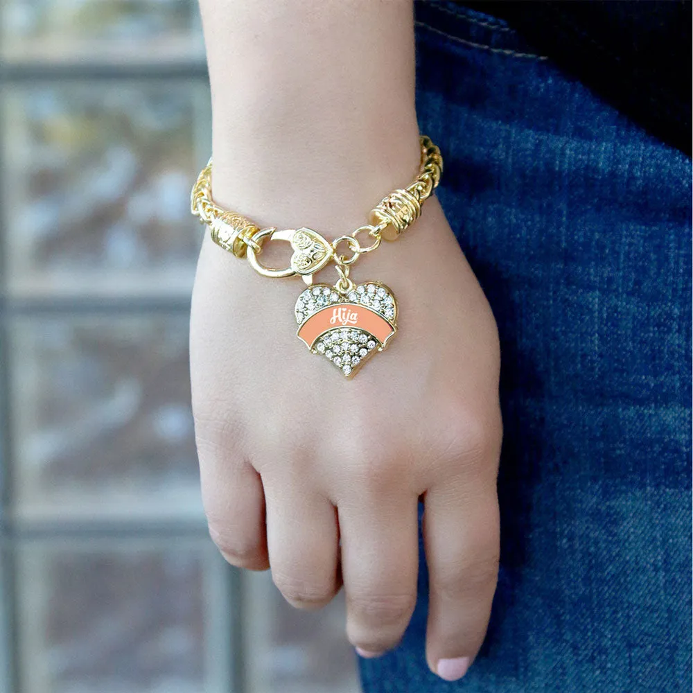 Gold Peach Hija Pave Heart Charm Braided Bracelet