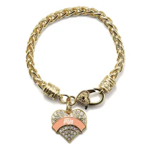 Gold Peach Hija Pave Heart Charm Braided Bracelet