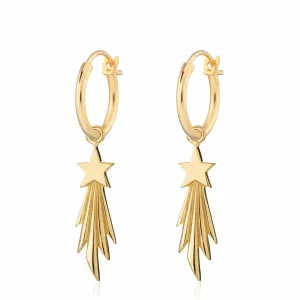 Gold Plated Shooting Star Charm Hoop Earrings
