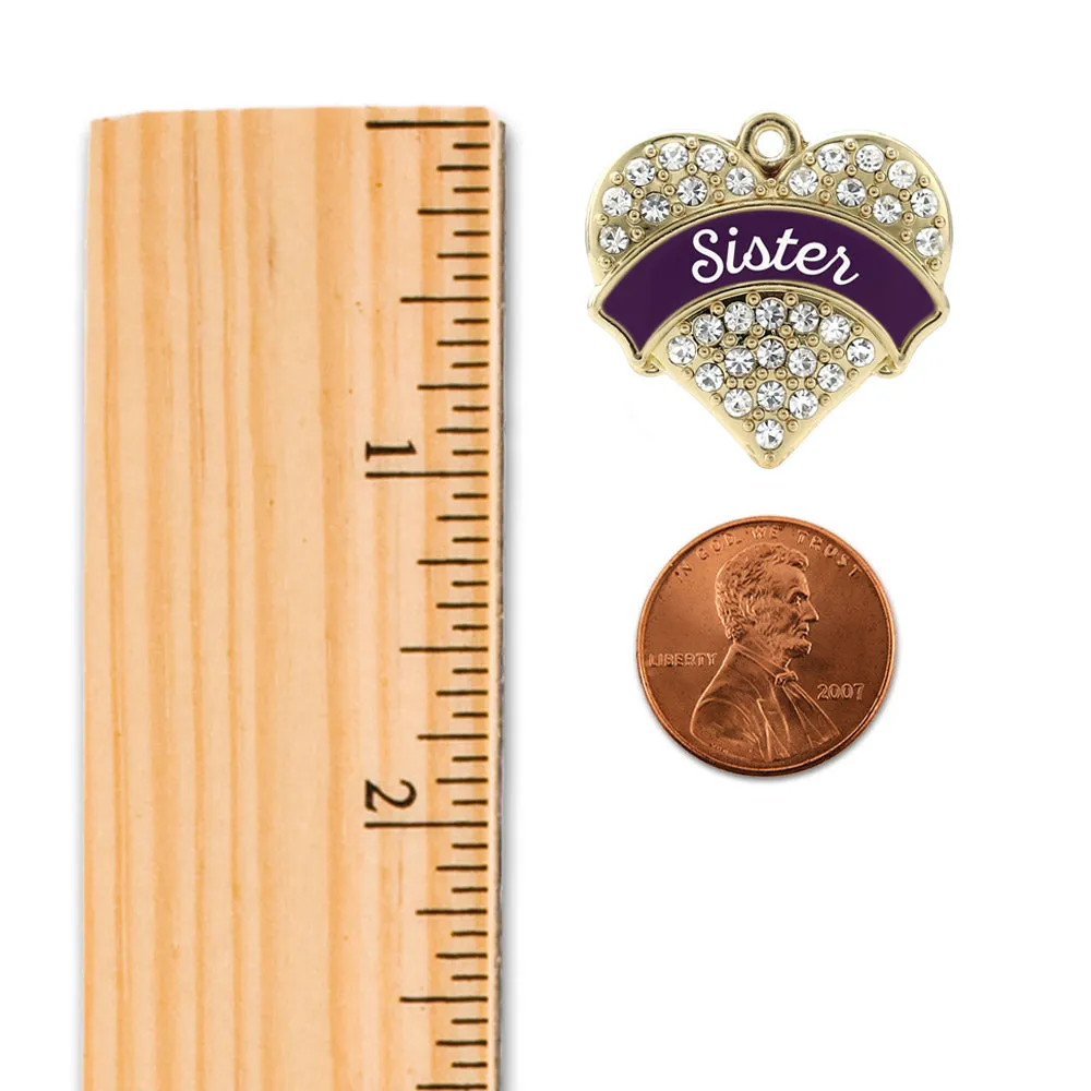 Gold Plum Sister Pave Heart Charm Toggle Bracelet