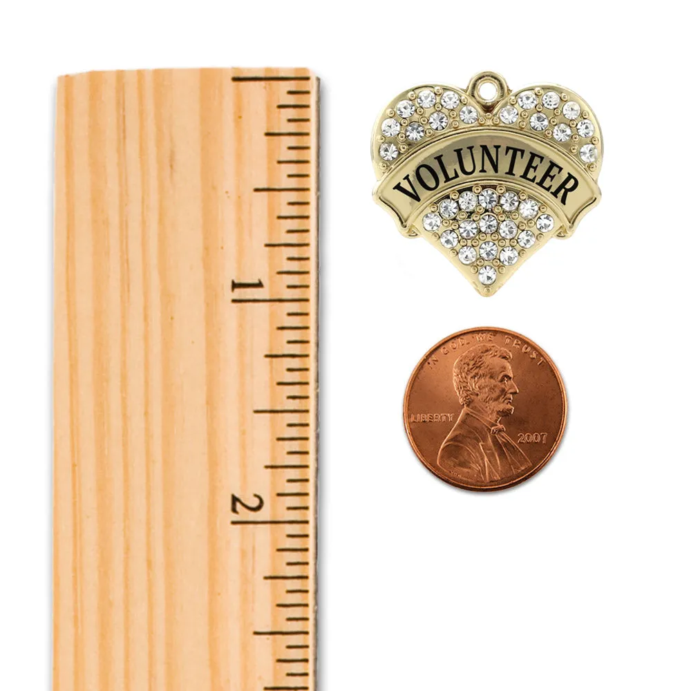 Gold Volunteer Pave Heart Charm Toggle Bracelet