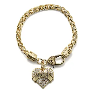 Gold Yaya Pave Heart Charm Braided Bracelet
