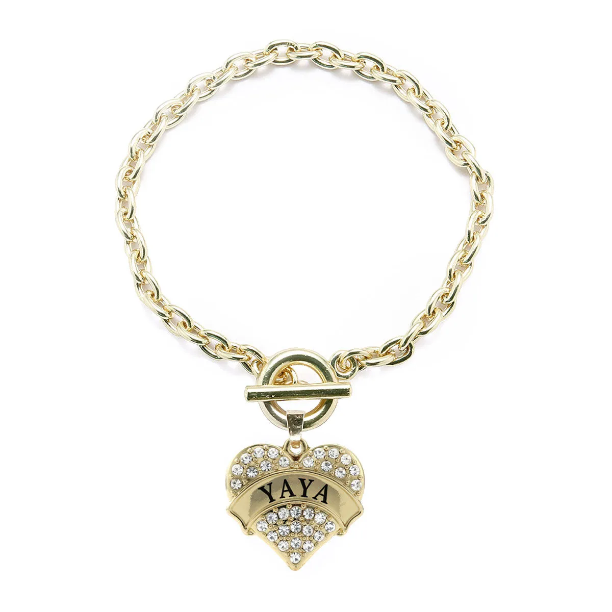 Gold Yaya Pave Heart Charm Toggle Bracelet