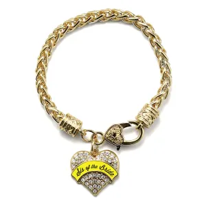 Gold Yellow Sis of the Bride Pave Heart Charm Braided Bracelet