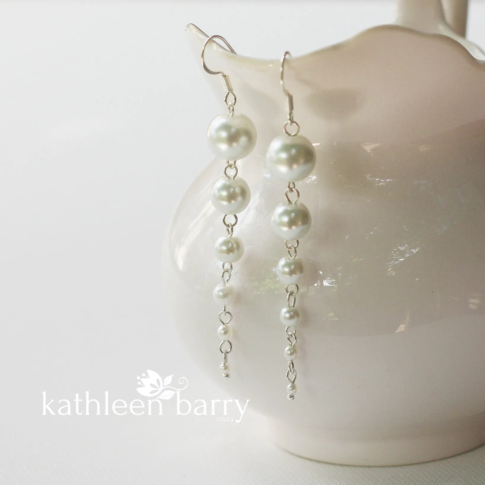 Graded Pearl chandelier earrings -  white or ivory - silver, gold or Rose gold plated options (all nickle free)