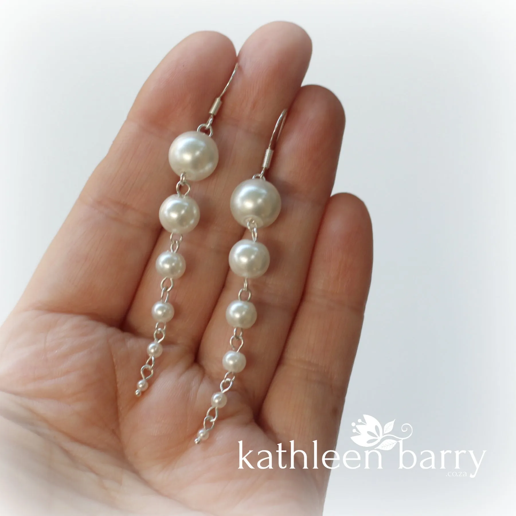 Graded Pearl chandelier earrings -  white or ivory - silver, gold or Rose gold plated options (all nickle free)