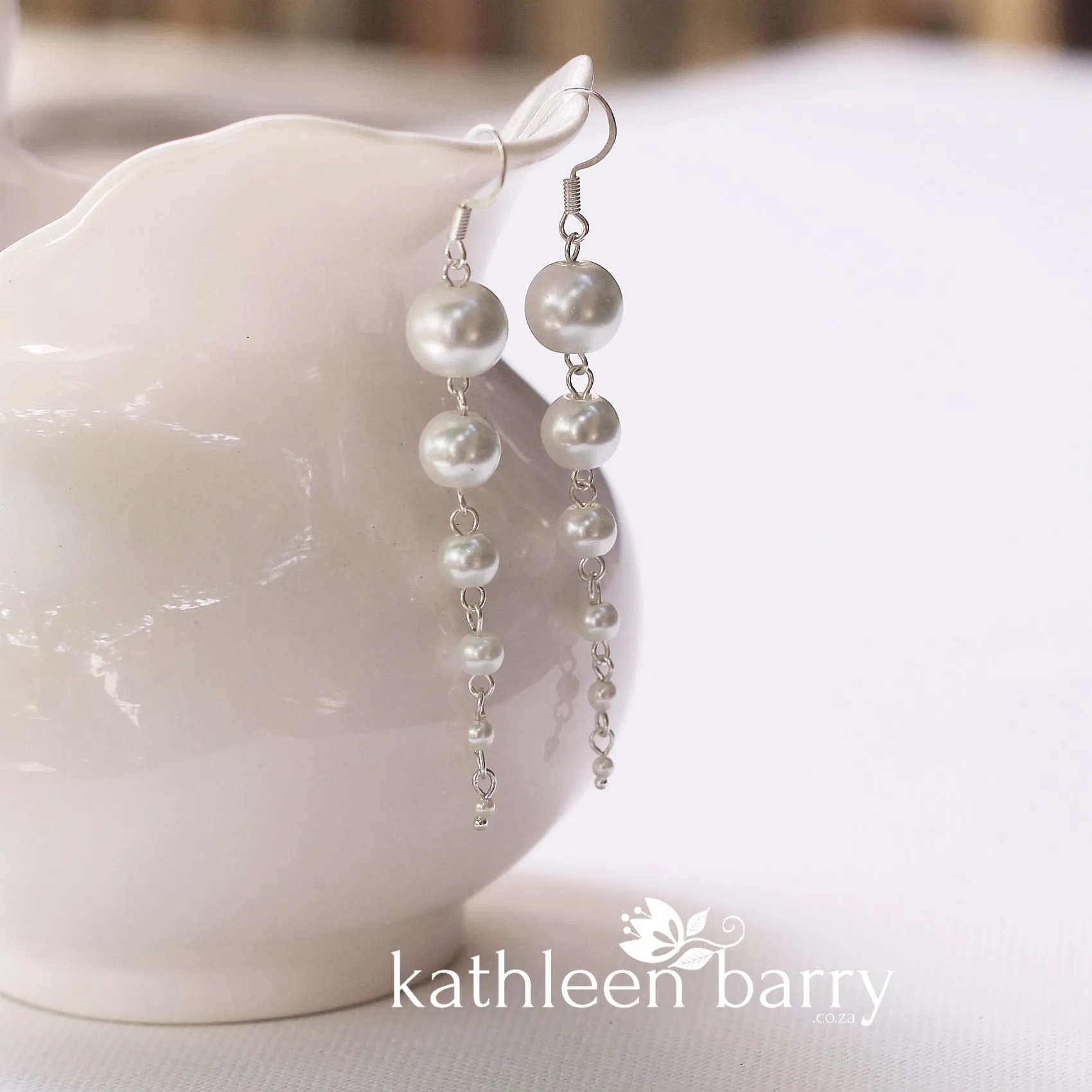 Graded Pearl chandelier earrings -  white or ivory - silver, gold or Rose gold plated options (all nickle free)