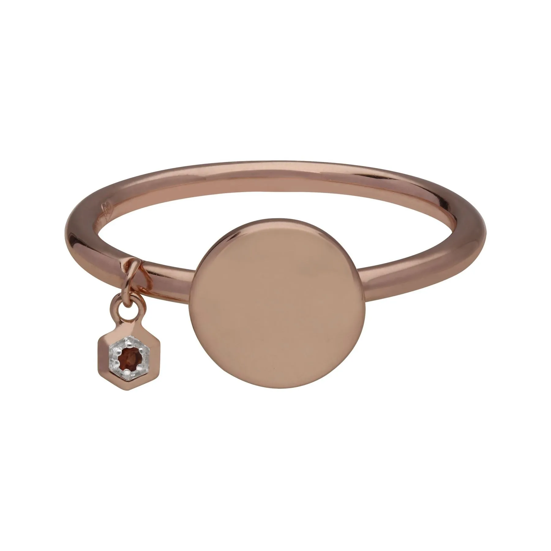 Granat Gravur Ring in Rose Vergoldetem Sterling Silber