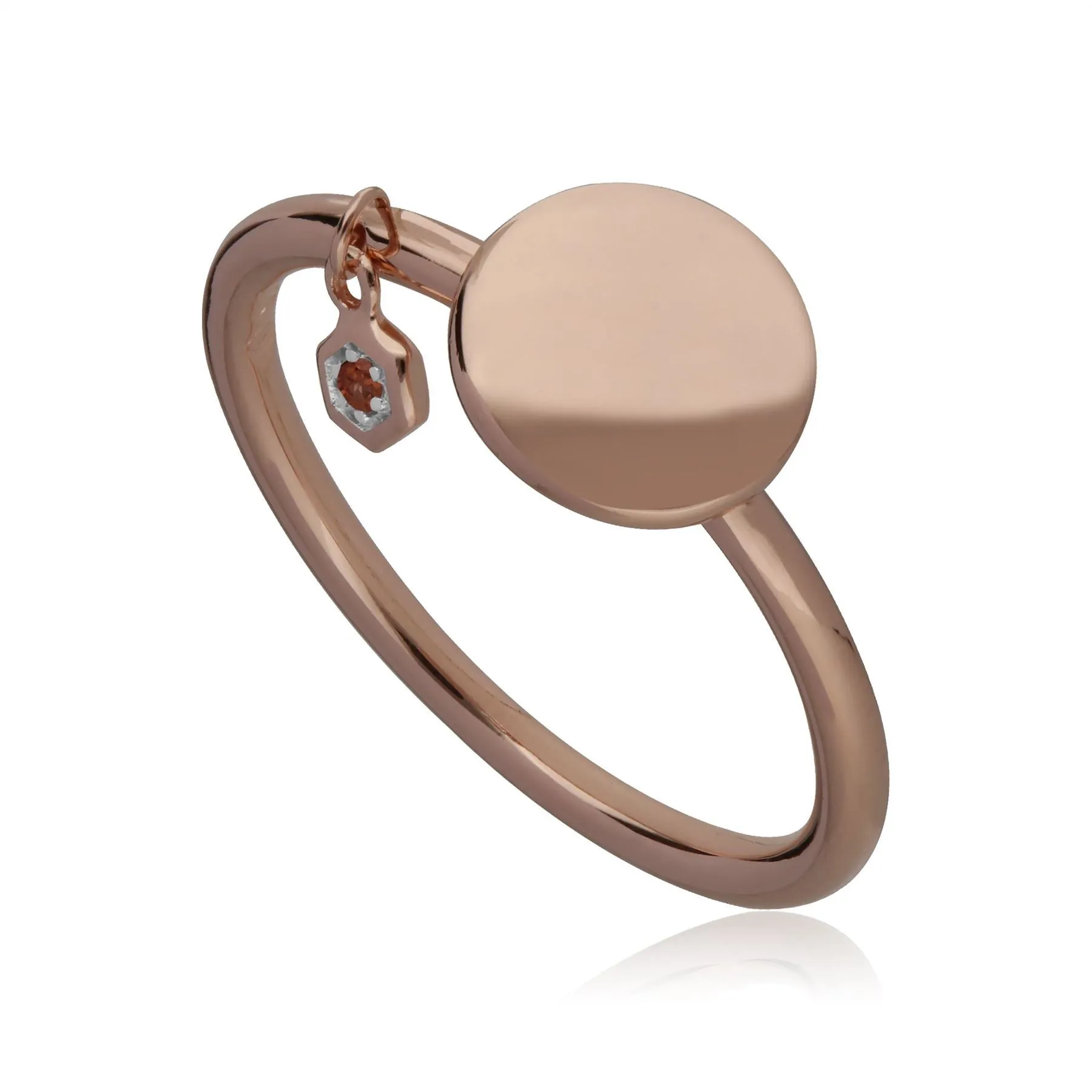 Granat Gravur Ring in Rose Vergoldetem Sterling Silber