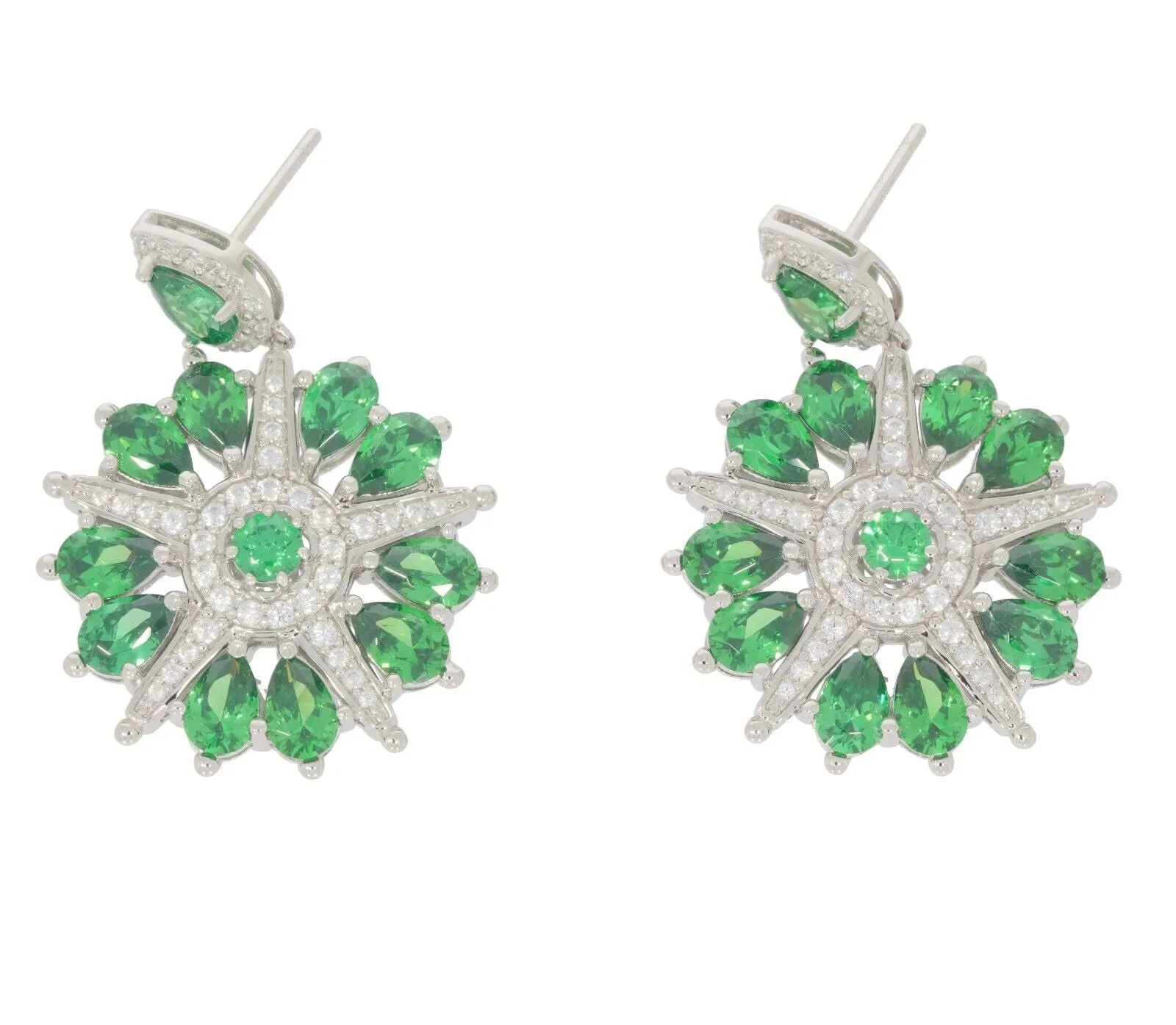 Green Garnet Sterling Silver Earrings with Accent