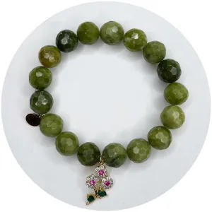 Green Garnet with Pavé Flower Bouquet Pendant