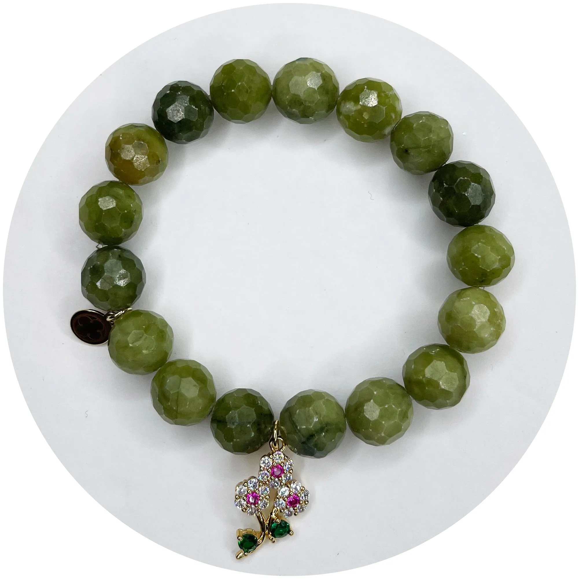 Green Garnet with Pavé Flower Bouquet Pendant