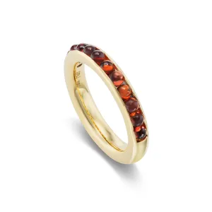 Half-Channel Band with Semi-Precious Cabochons - Garnet