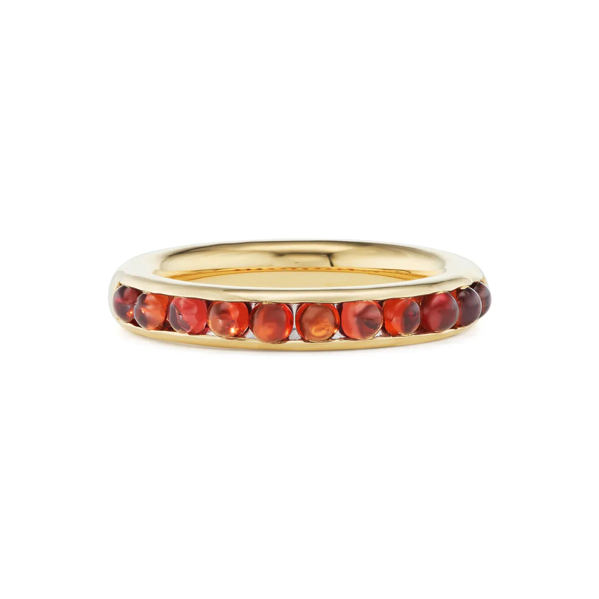 Half-Channel Band with Semi-Precious Cabochons - Garnet
