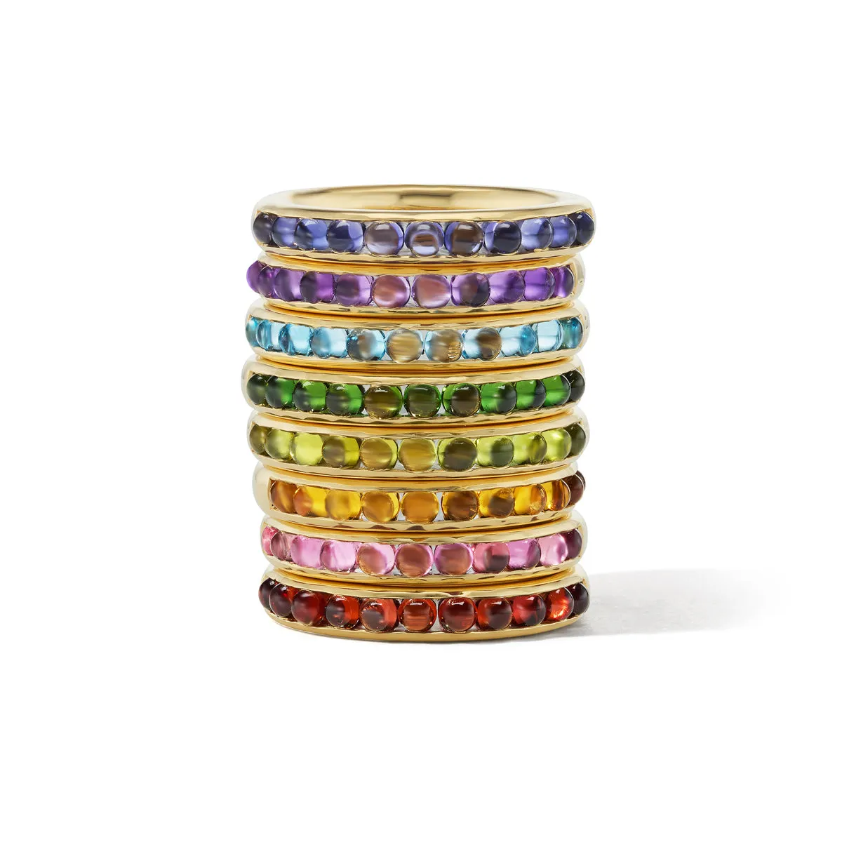 Half-Channel Band with Semi-Precious Cabochons - Garnet