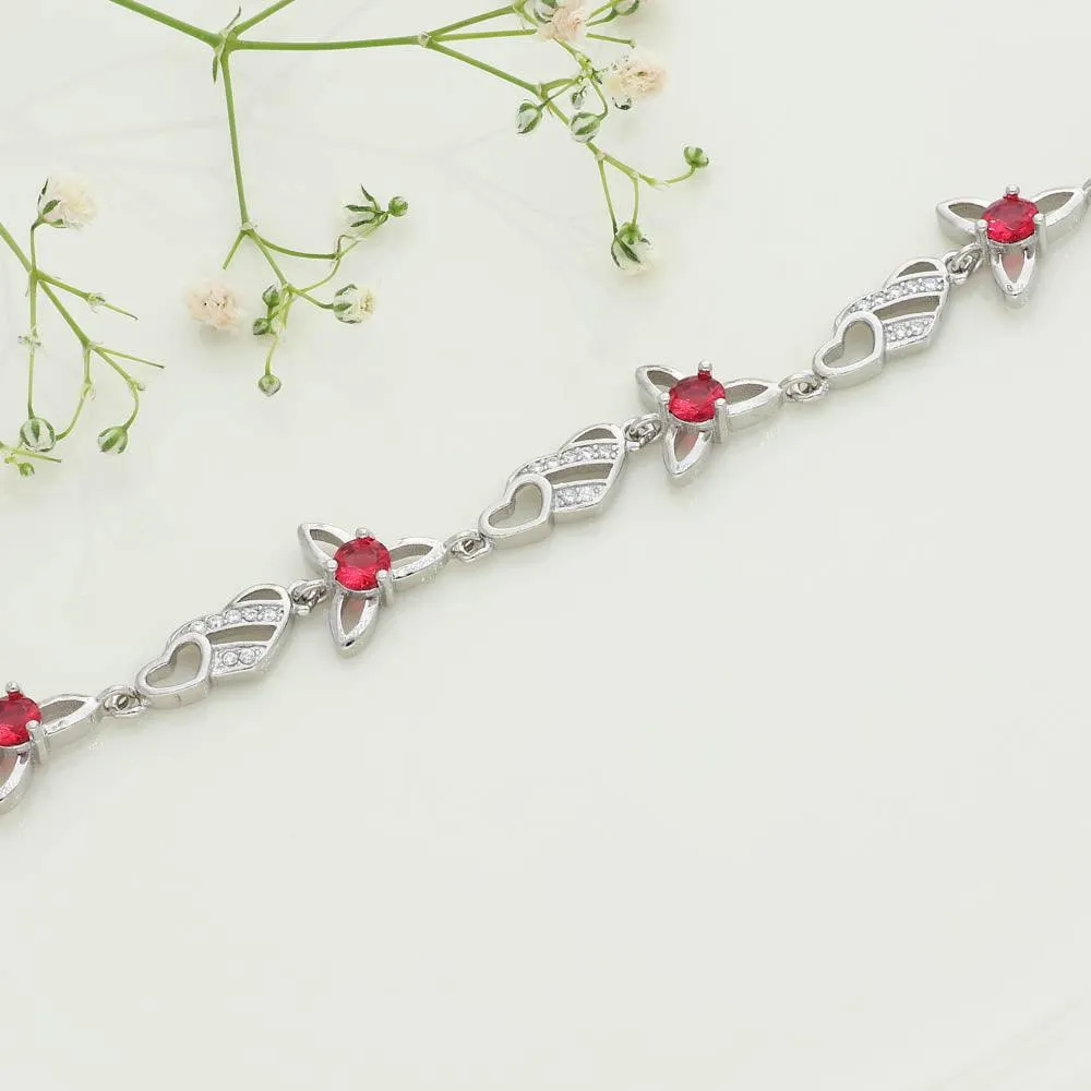 Heart Flower Silver Chain Bracelet For Women