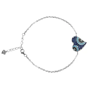 Heart shaped Evil Eye Silver Bracelet