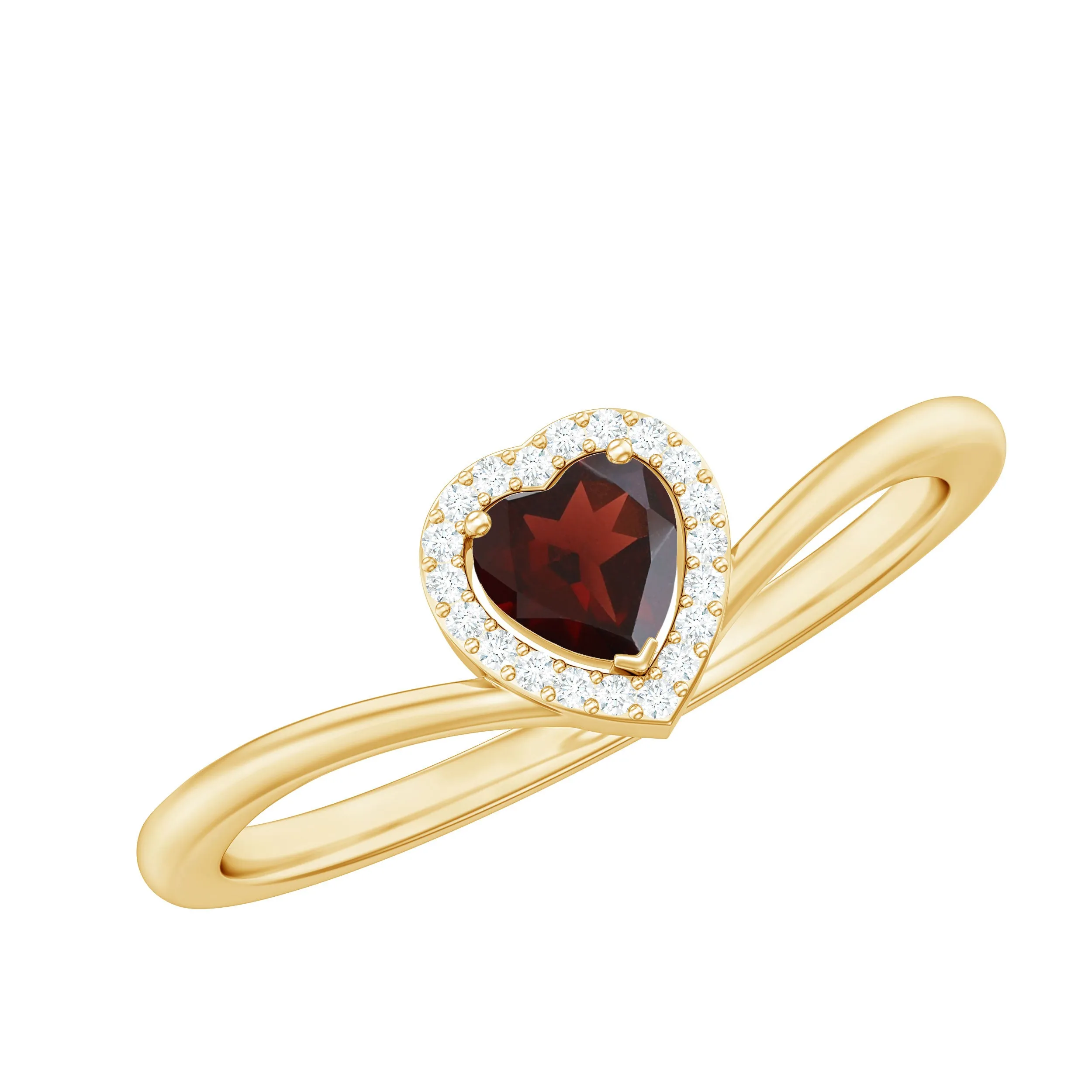 Herat Shape Garnet Promise Ring with Diamond